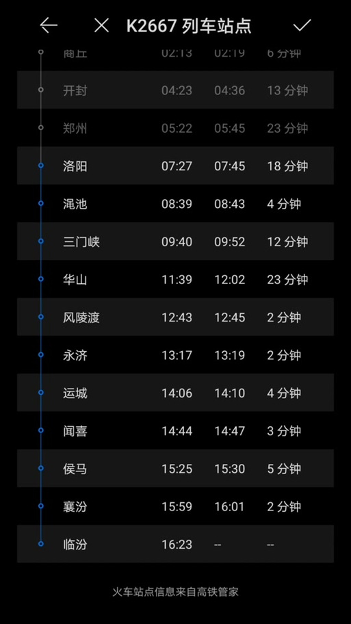 K7034次列车途经站点时刻表及往返行程概览